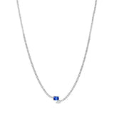 Blue Sapphire & Pear Diamond Tennis Necklace