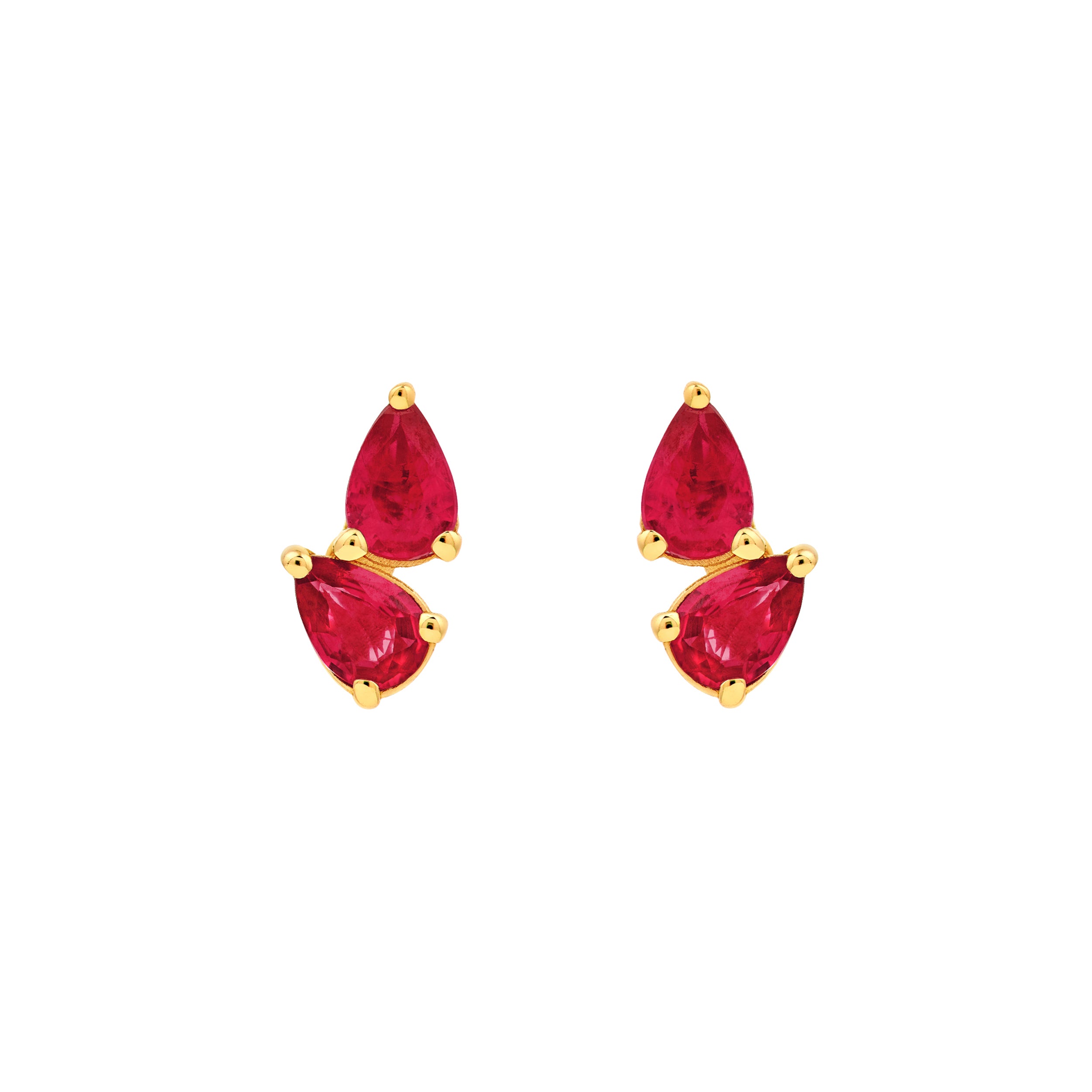 3/4tcw Pear Shape Ruby Stud Earrings