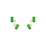 1/2tcw Square Baguette Tsavorite & Diamond Stud Earrings