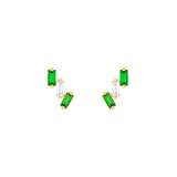 1/2tcw Square Baguette Tsavorite & Diamond Stud Earrings