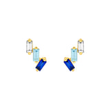 7/8tcw Square Baguette Diamond Aqua & Sapphire Earrings