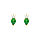 1tcw Pear Shape Tsavorite & Round Diamond Stud Earrings