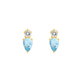 3/4tcw Pear Shaped Aquamarine & Round Diamond Stud Earrings