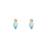 3/4tcw Pear Shaped Aquamarine & Round Diamond Stud Earrings