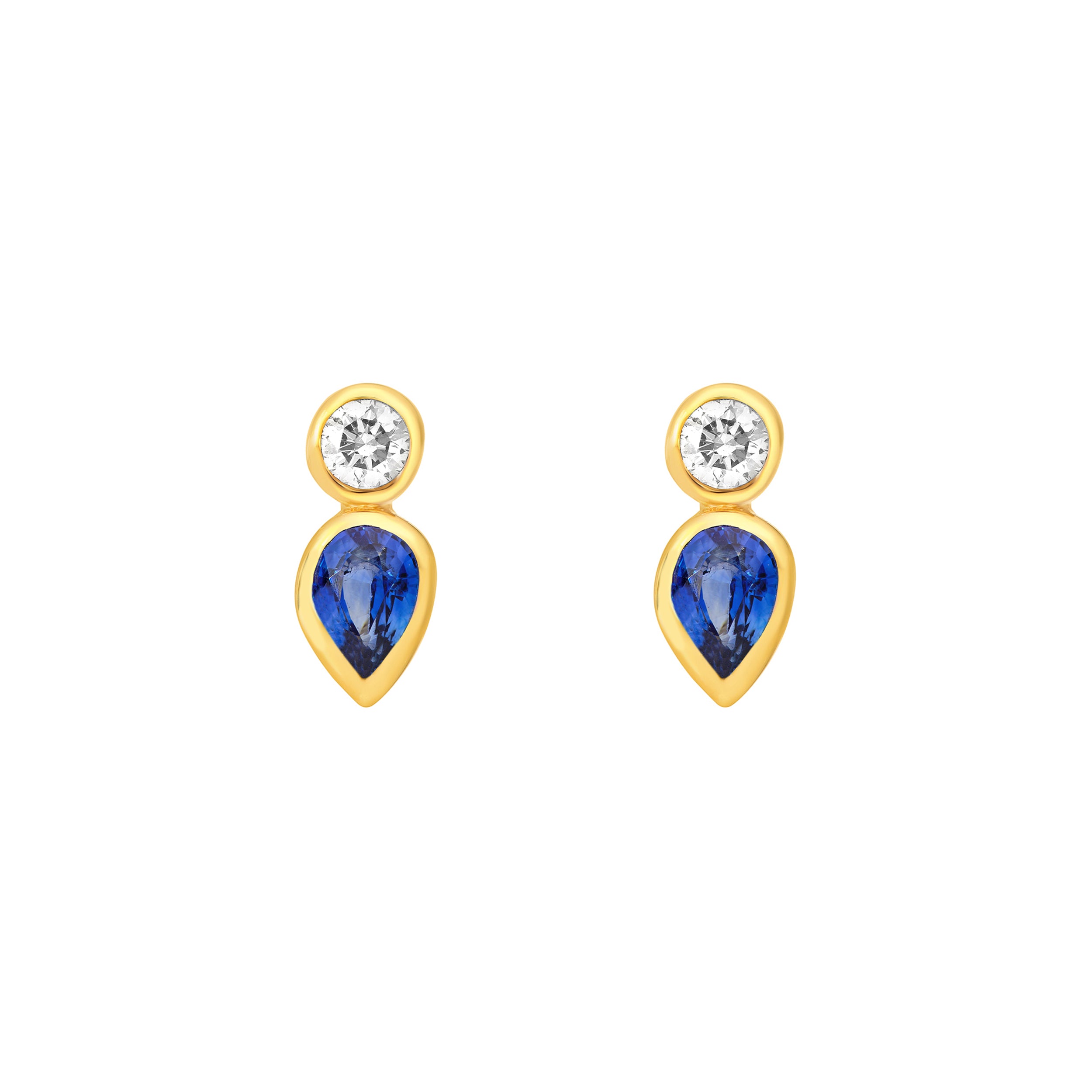 1/2tcw Bezel Set Sapphire & Diamond Stud Earrings