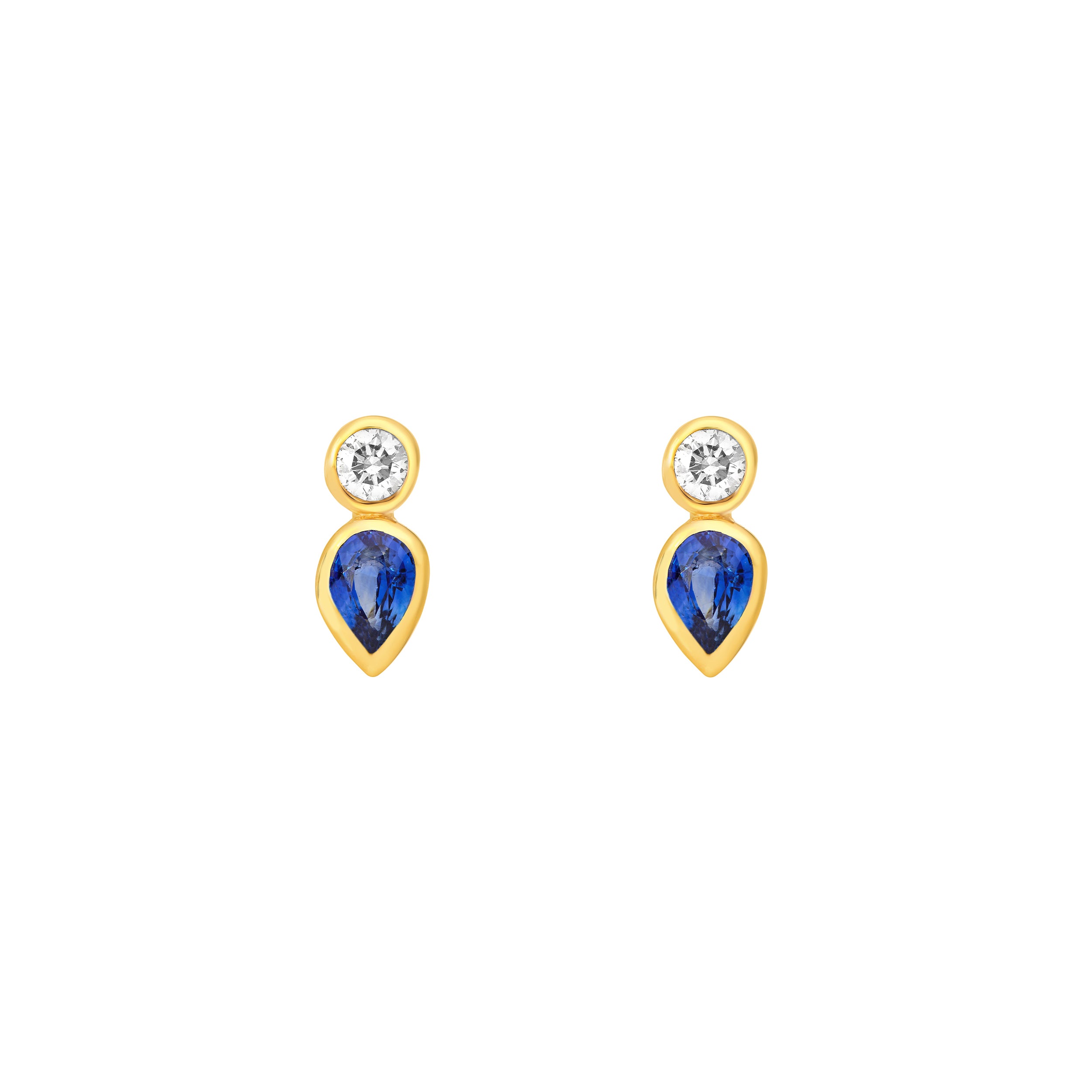 1/2tcw Bezel Set Sapphire & Diamond Stud Earrings