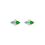 Pear Shape Tsavorite Aquamarine & Diamond Earrings