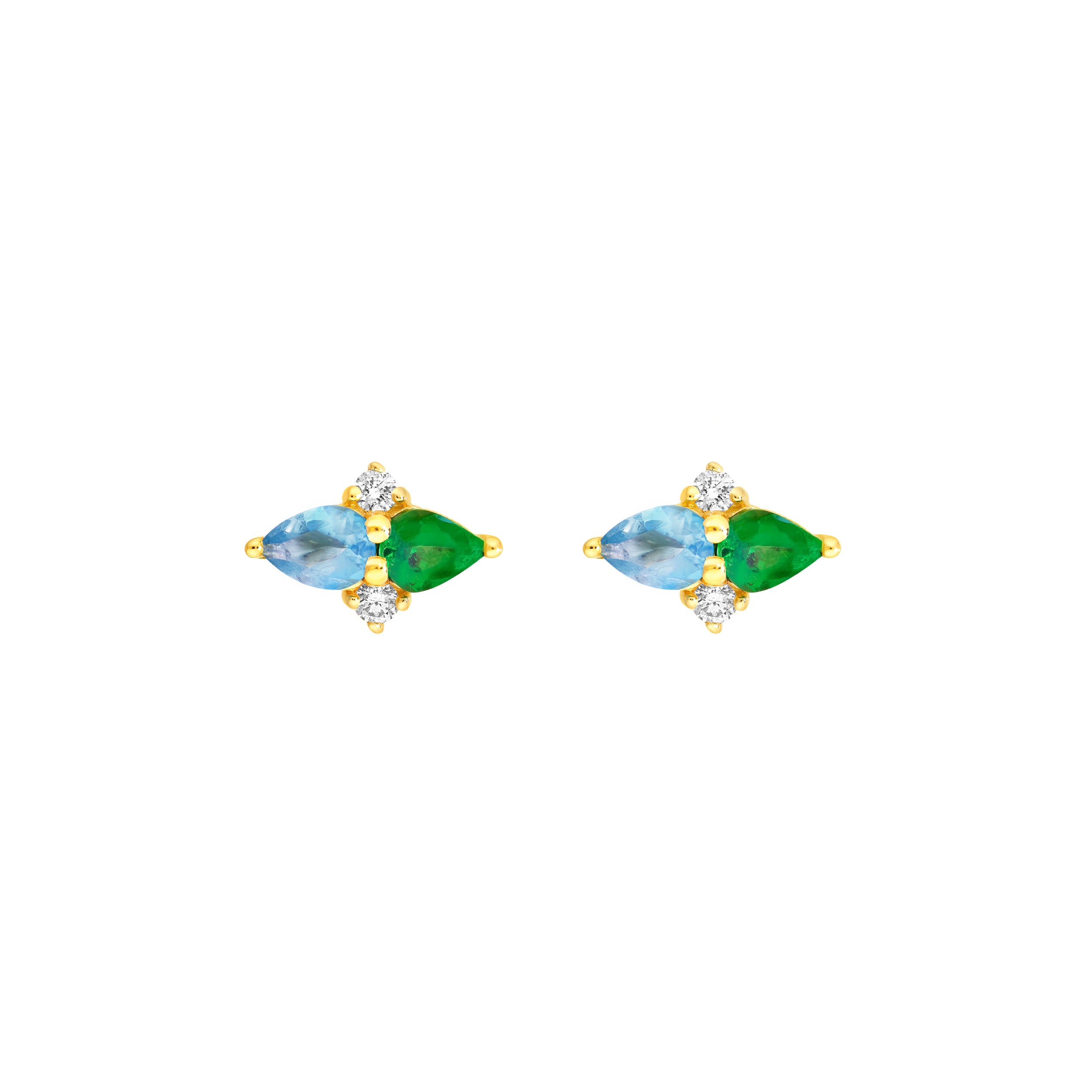 Pear Shape Tsavorite Aquamarine & Diamond Earrings