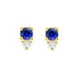 1/3tcw Sapphire & Diamond Stud Earrings