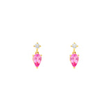 7/8tcw Pear Shape Pink Sapphire & Diamond Stud Earrings