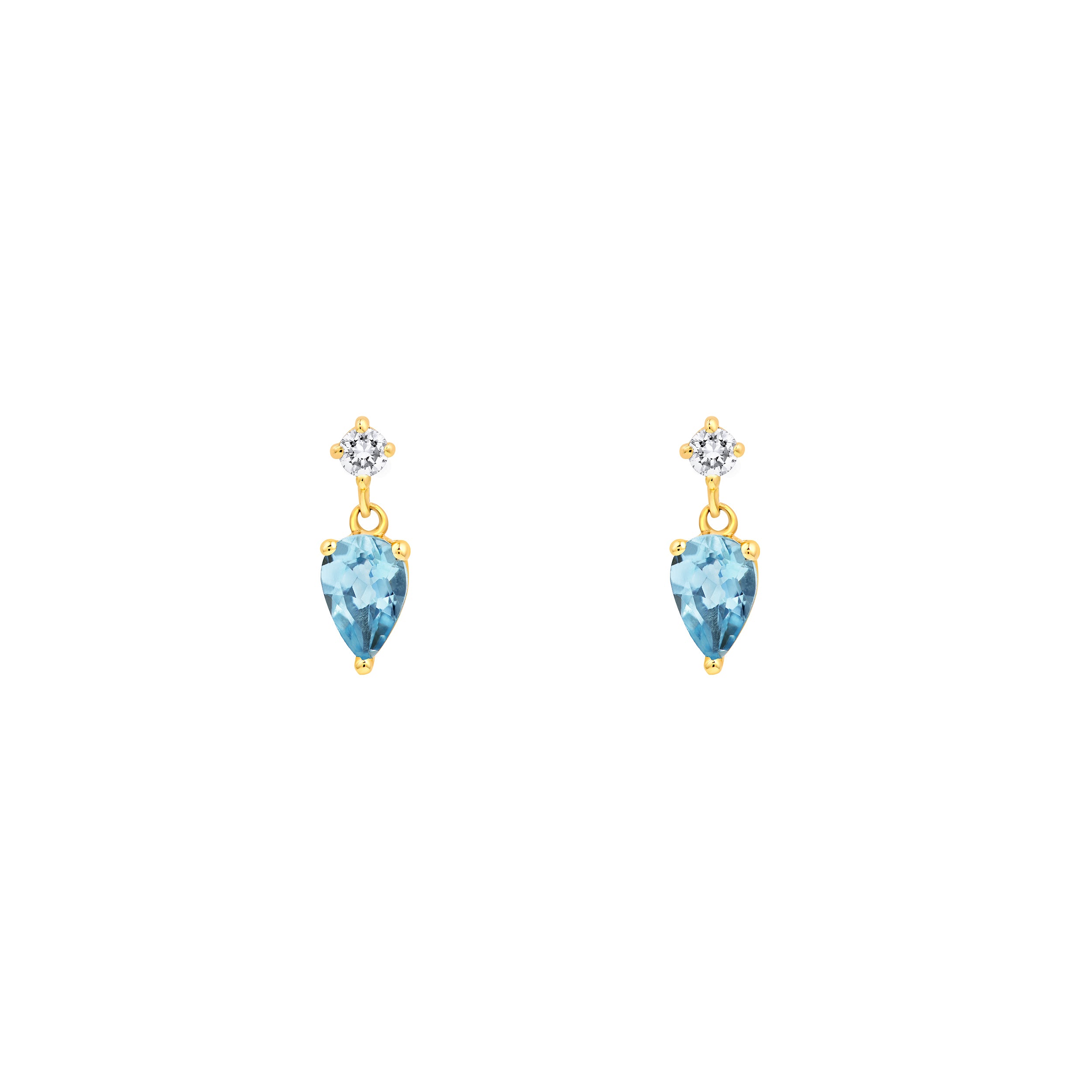 5/8tcw Pear Shape Aquamarine & Diamond Stud Earrings