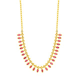 1/2tcw Round Diamond & 2-1/2tcw Marquise Ruby Fan Necklace