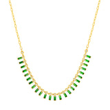 1/2tcw Round Diamond & 2-5/8tcw Tsavorite Baguette Fan Neck