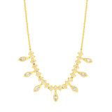 7/8tcw Round and Marquise Diamond Fan Necklace