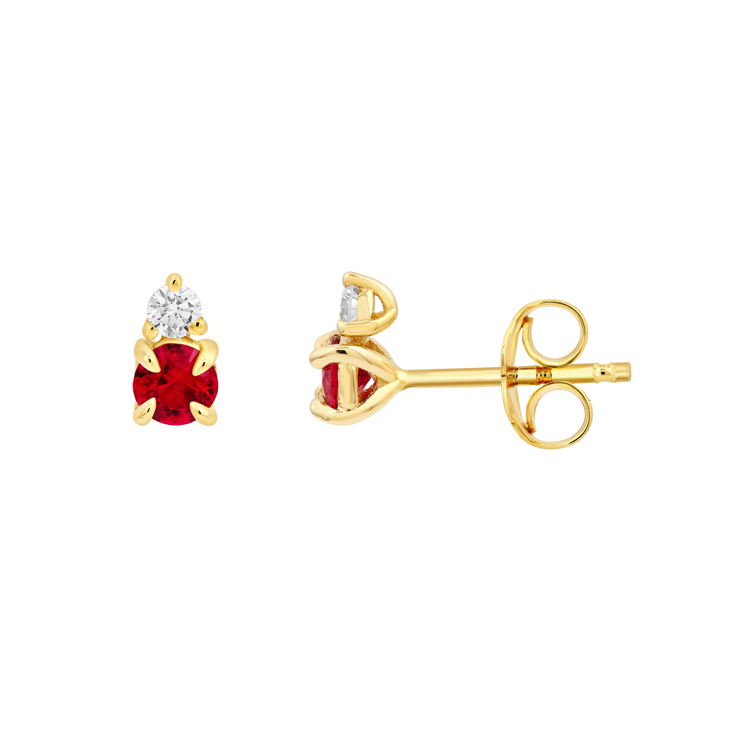 1/3tcw Ruby & Diamond Stud Earrings