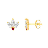 7/8tcw Multi-Cut Diamond & 1/20tcw Ruby Stud Earrings
