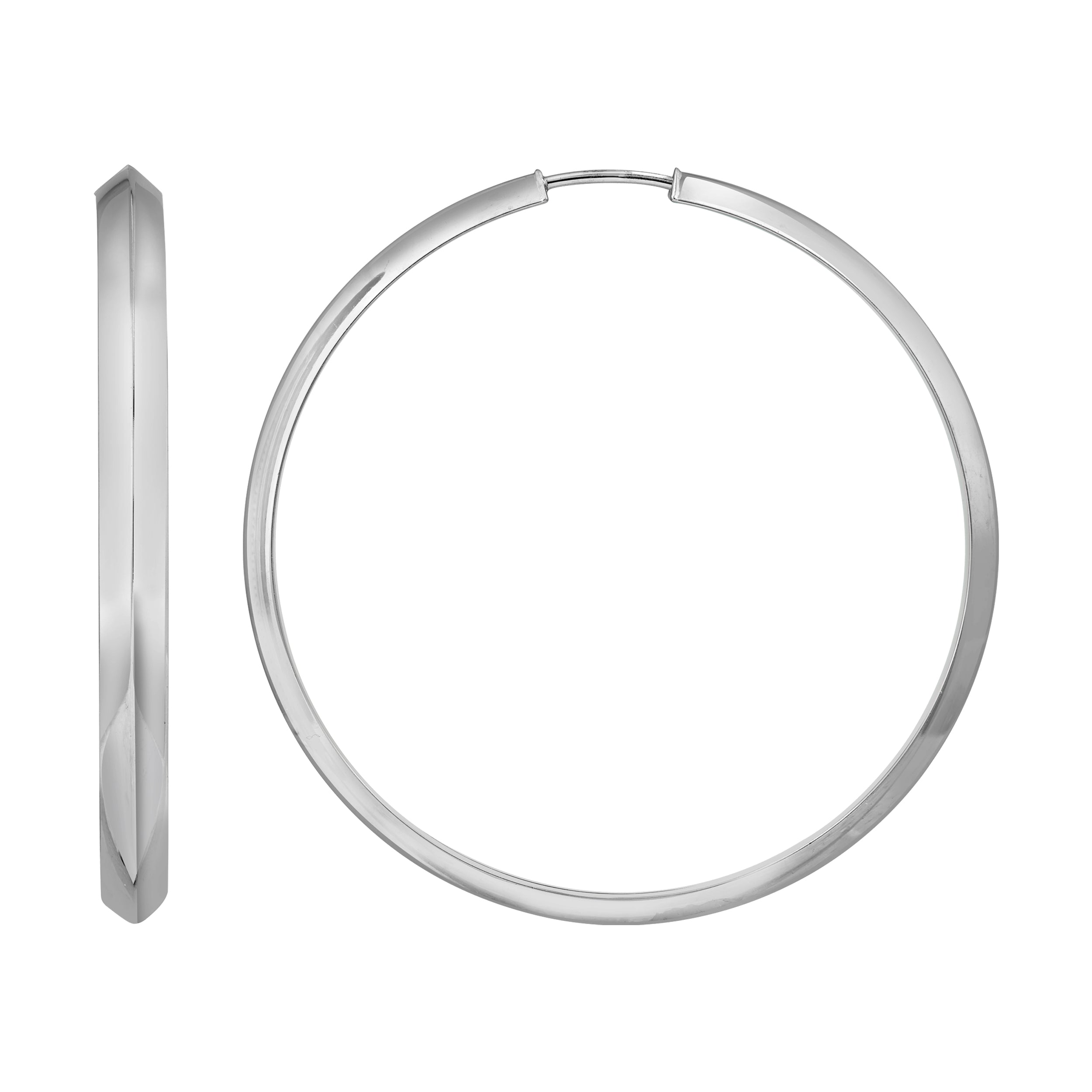 40mm Triangular Tube Round Hoop Earrings