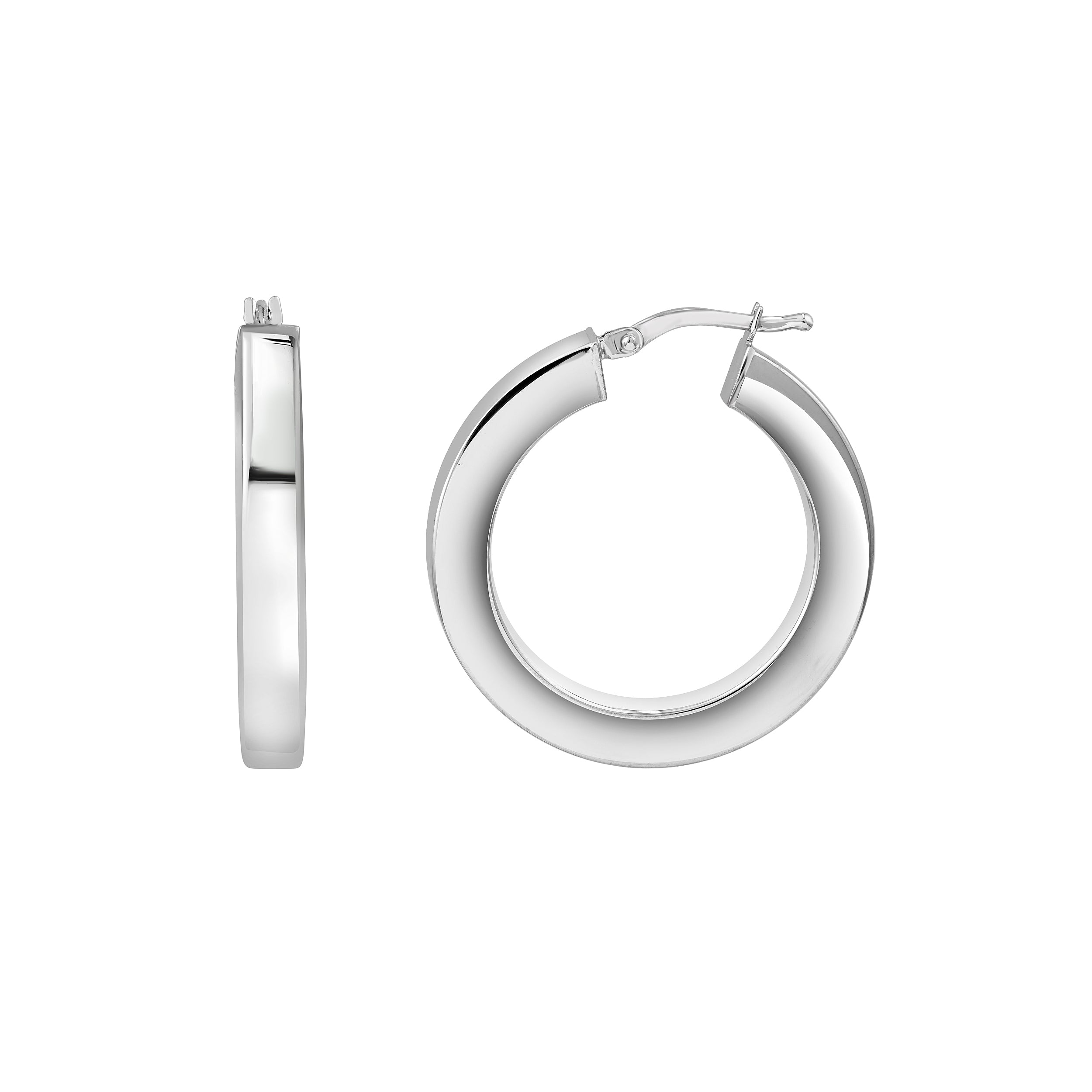 20mm Square Tube Round Hoop Earrings