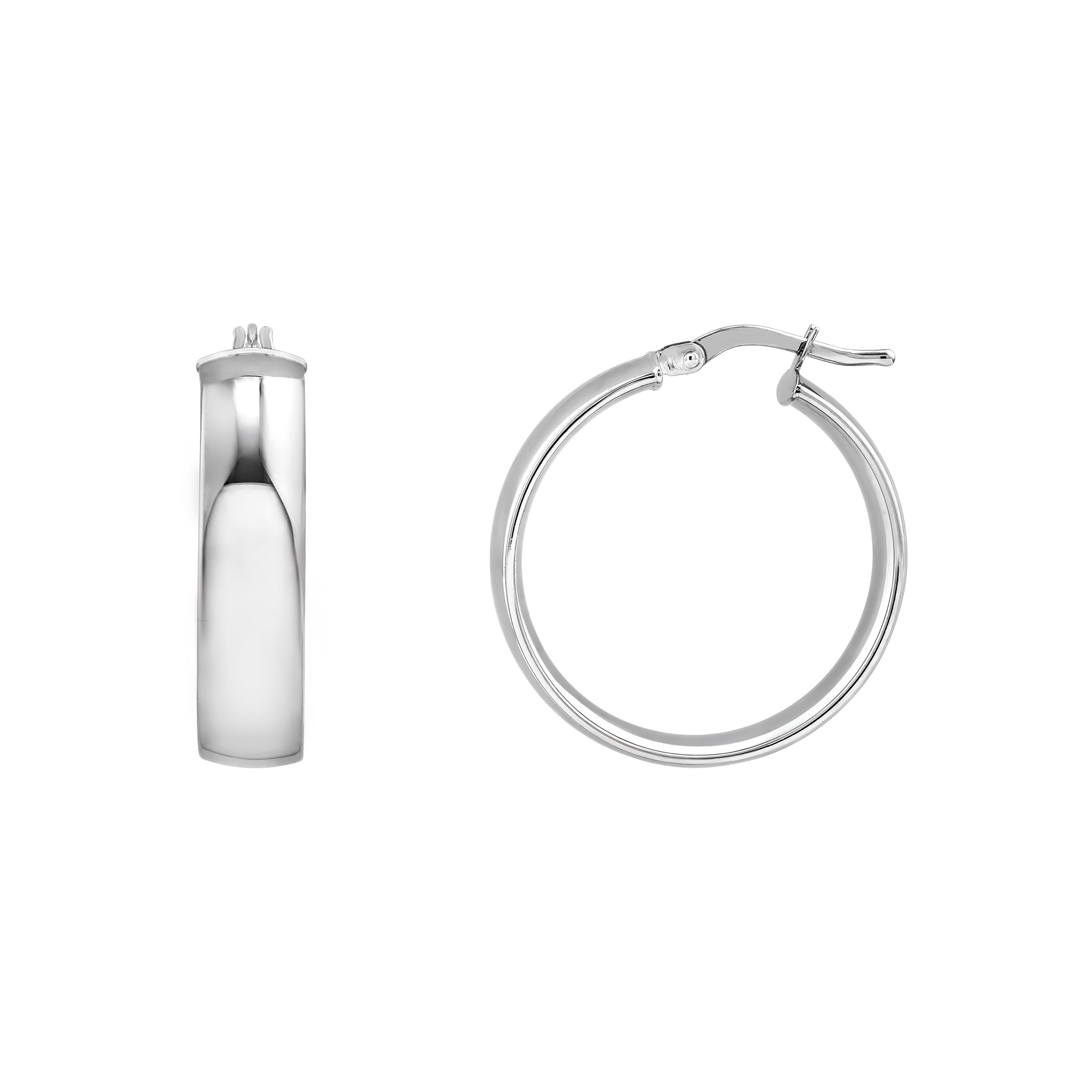 20mm Flat Oval Tube Round Hoop Earrings
