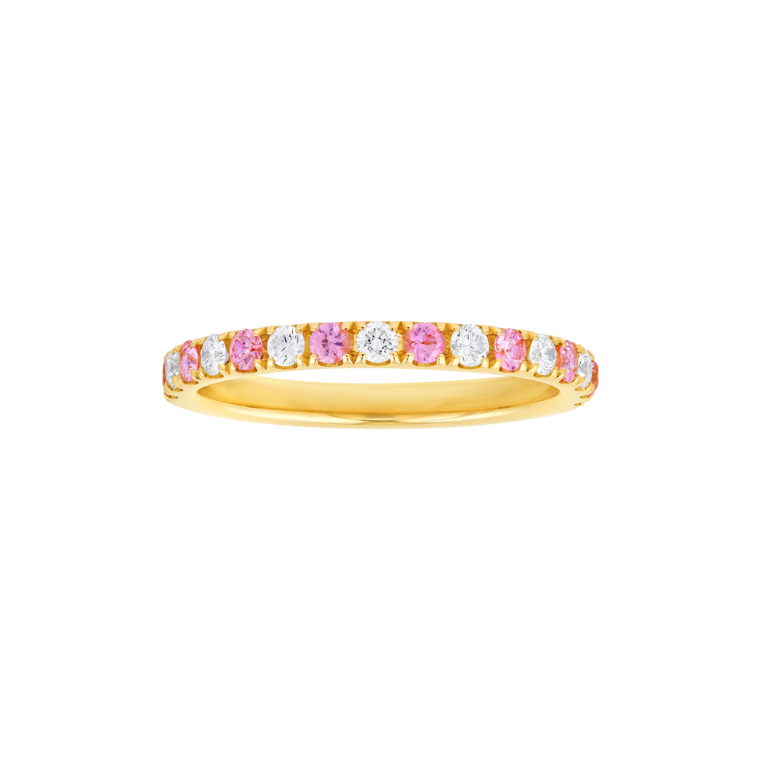 Pink Sapphire & Diamond Stackable Band