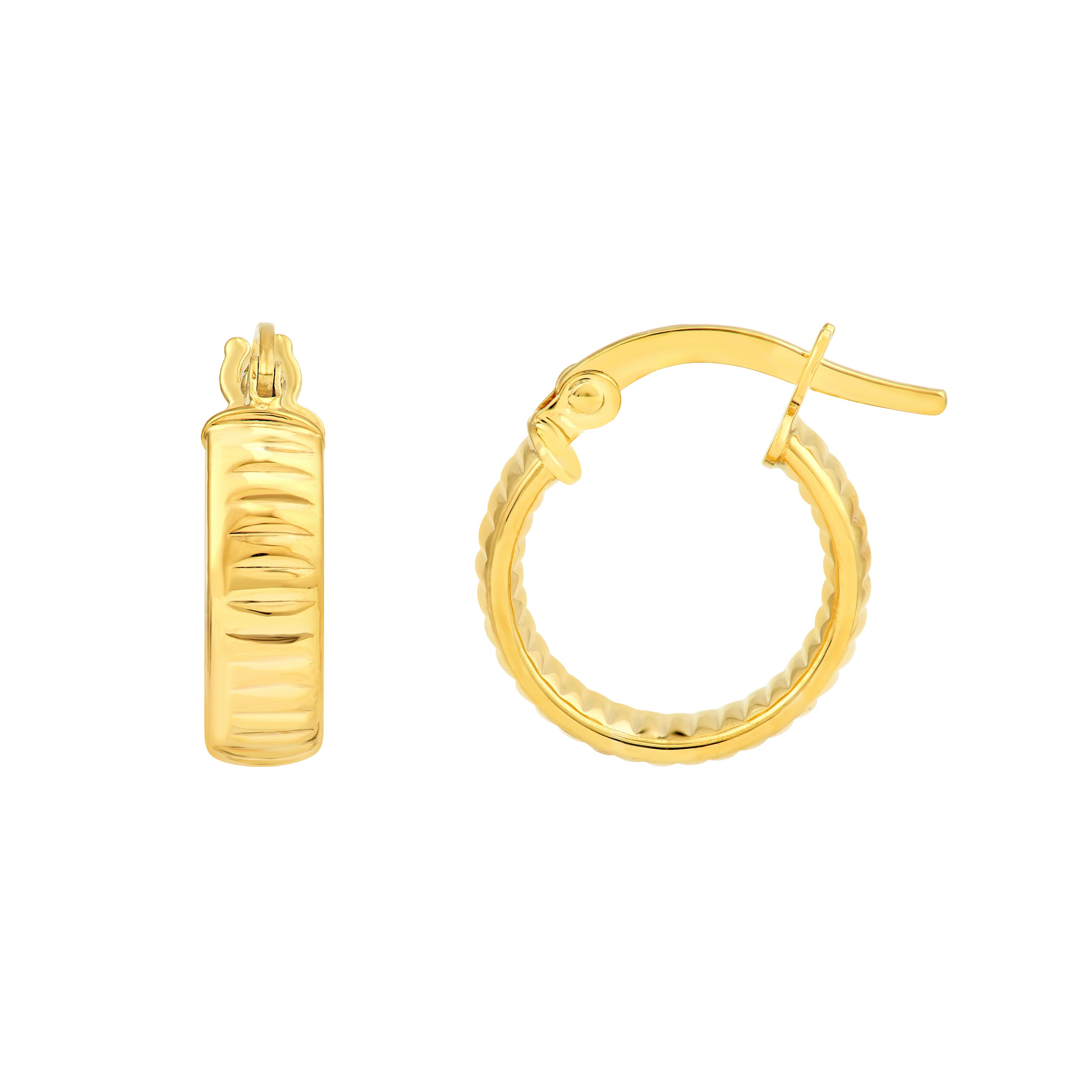 10mm D/C Oval Tube Round Hoop Earrings