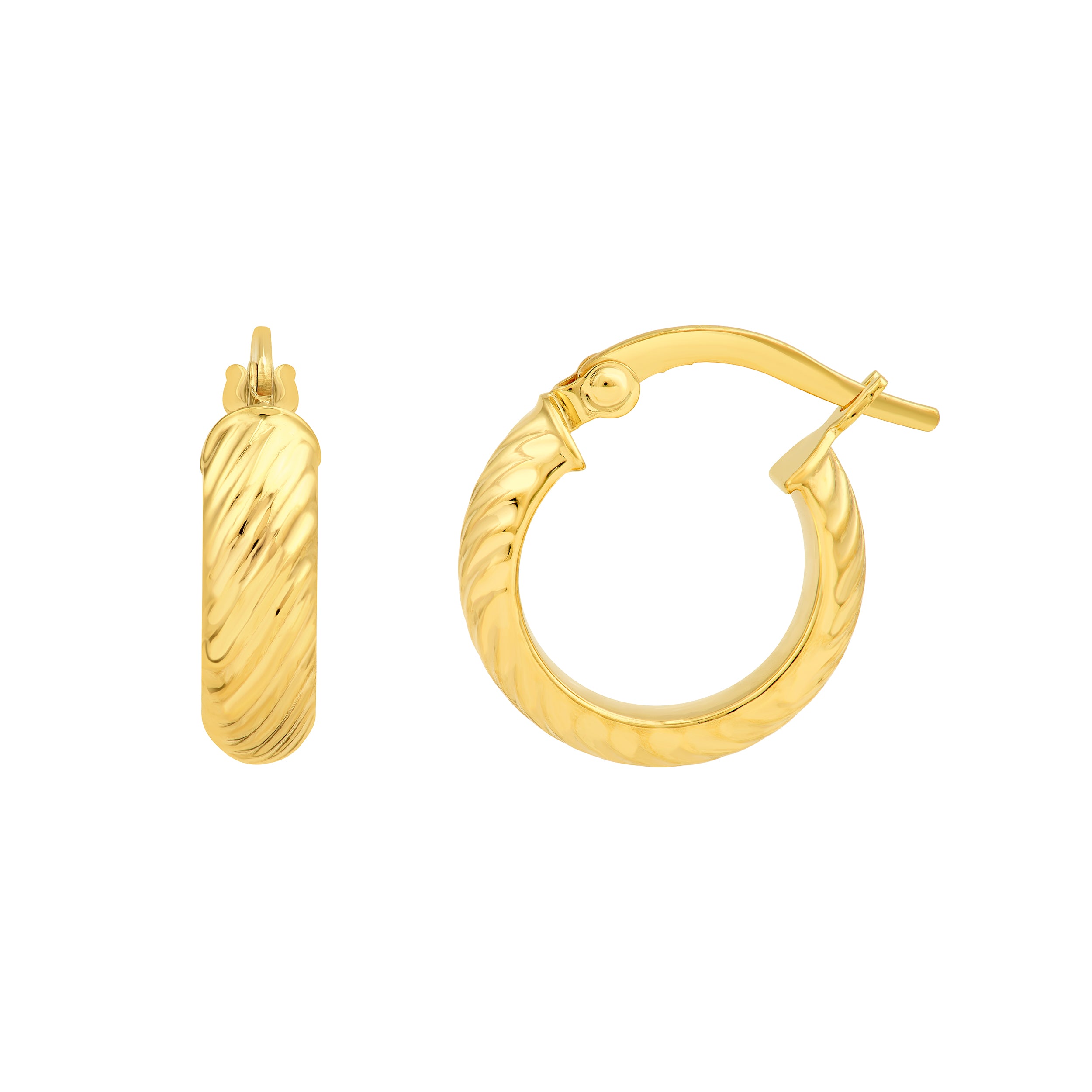 Mini D/C D-Tube Round Hoop Earrings