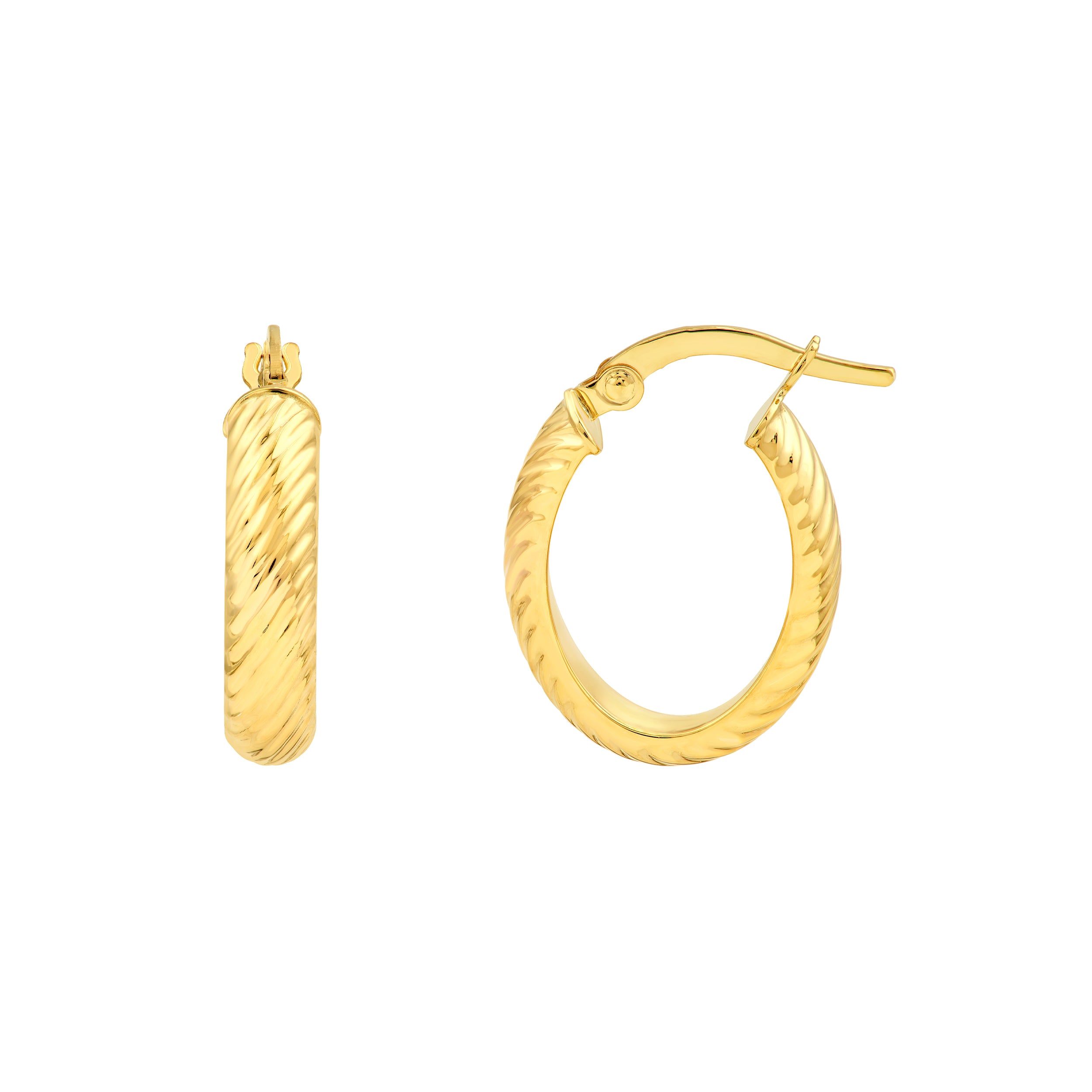 Large D/C D-Tube Oval Hoop Earrings