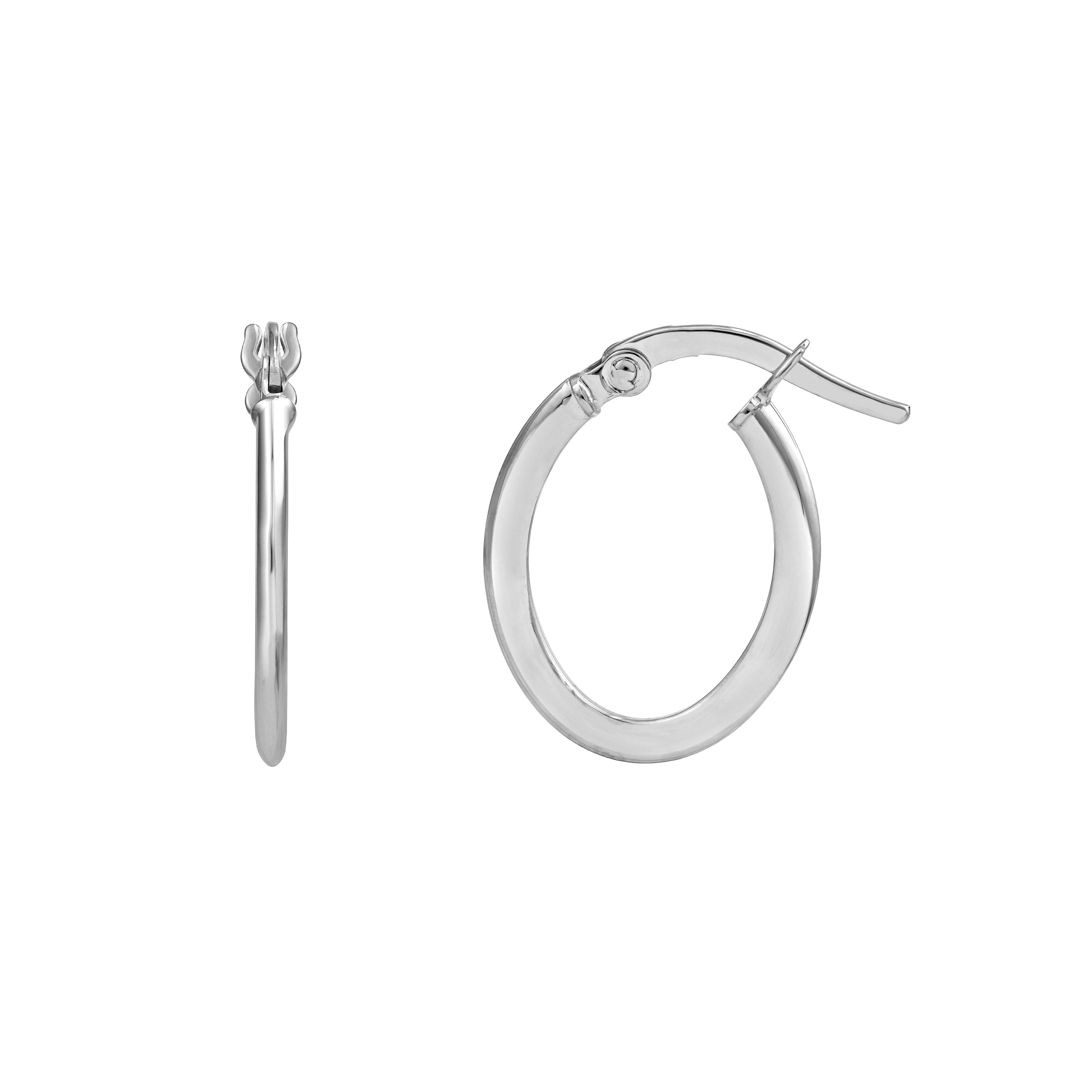 13mm Knife Edge Oval Hoop Earrings