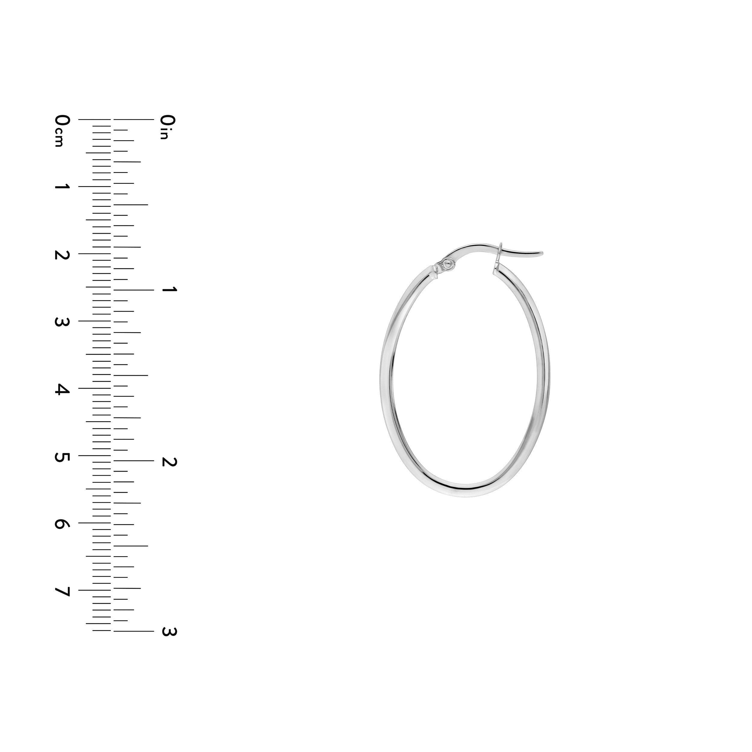 30x20mm Knife Edge Tube Oval Hoop Earrings