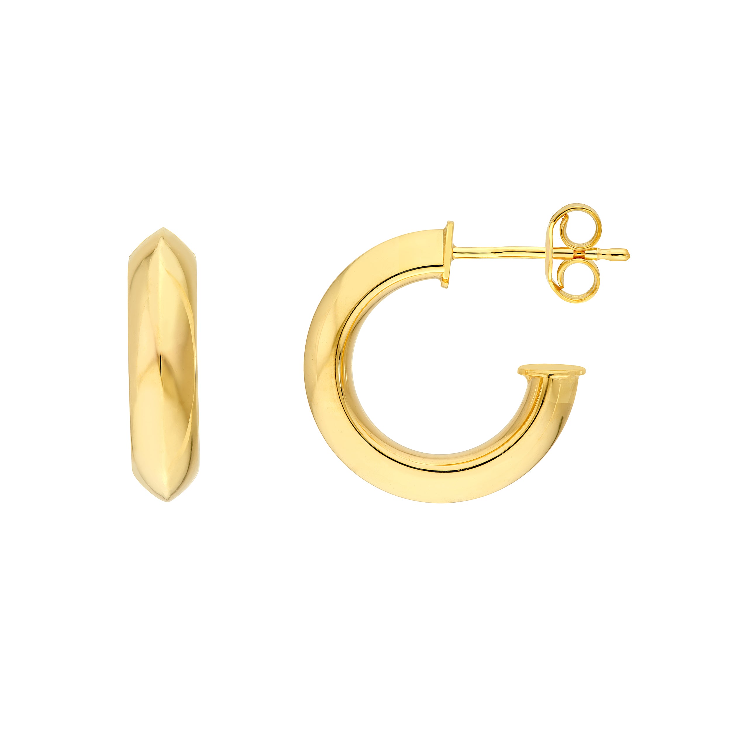 Knife Edge Tube Round Hoop Earrings