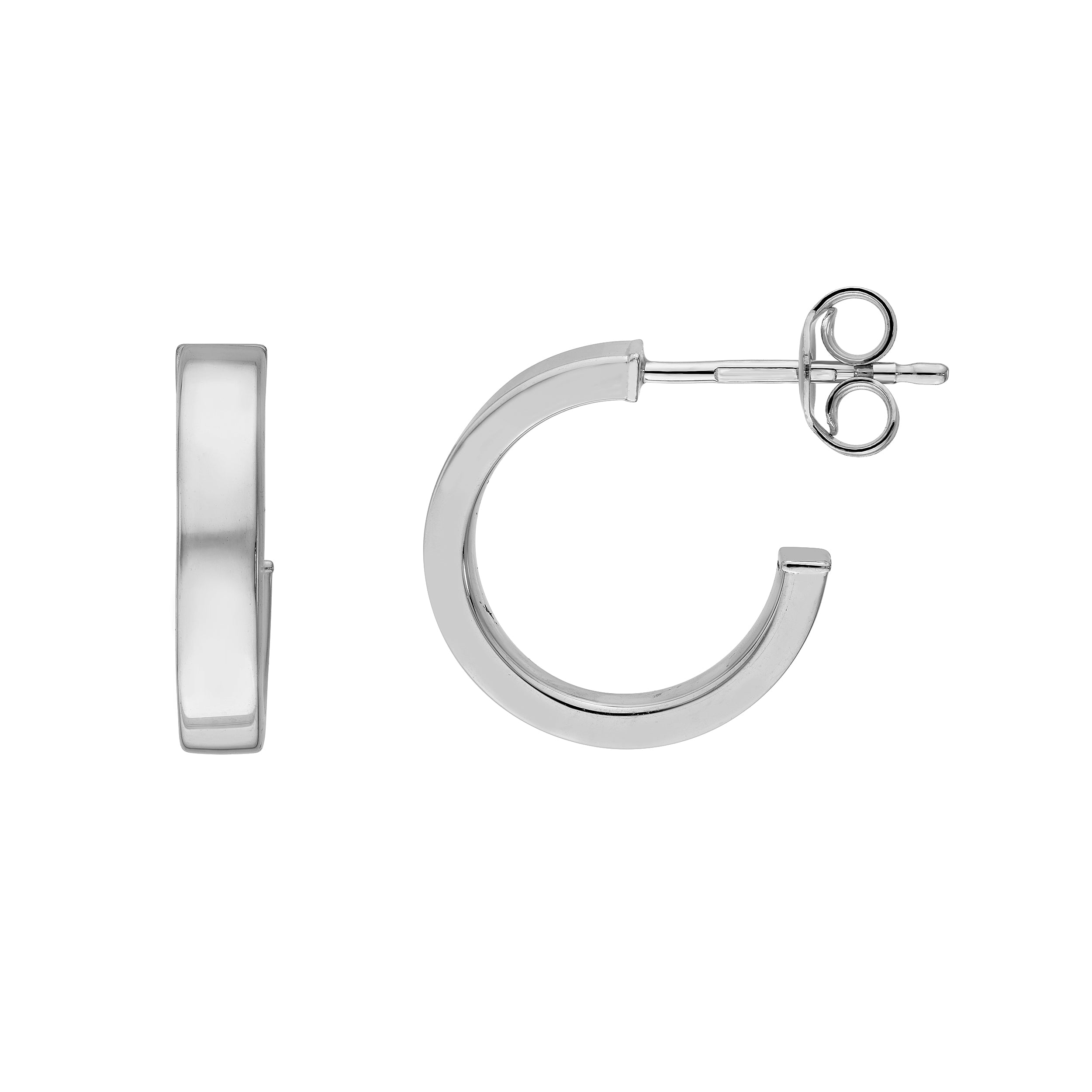 Rectangular Tube Round Open Hoop Earrings