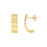5.2mm Stampato Rectangular Tube J Hoop Earrings