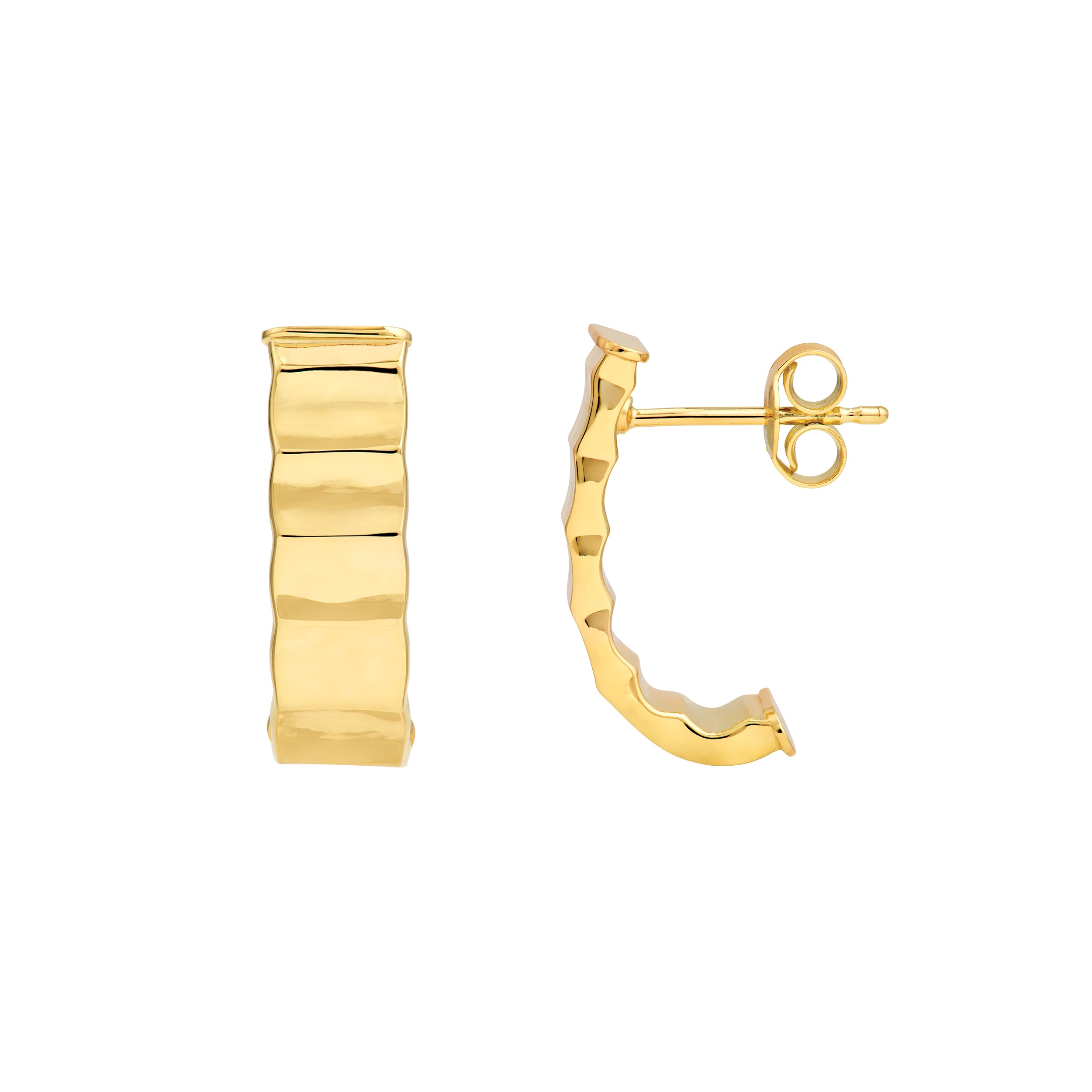 5.2mm Stampato Rectangular Tube J Hoop Earrings