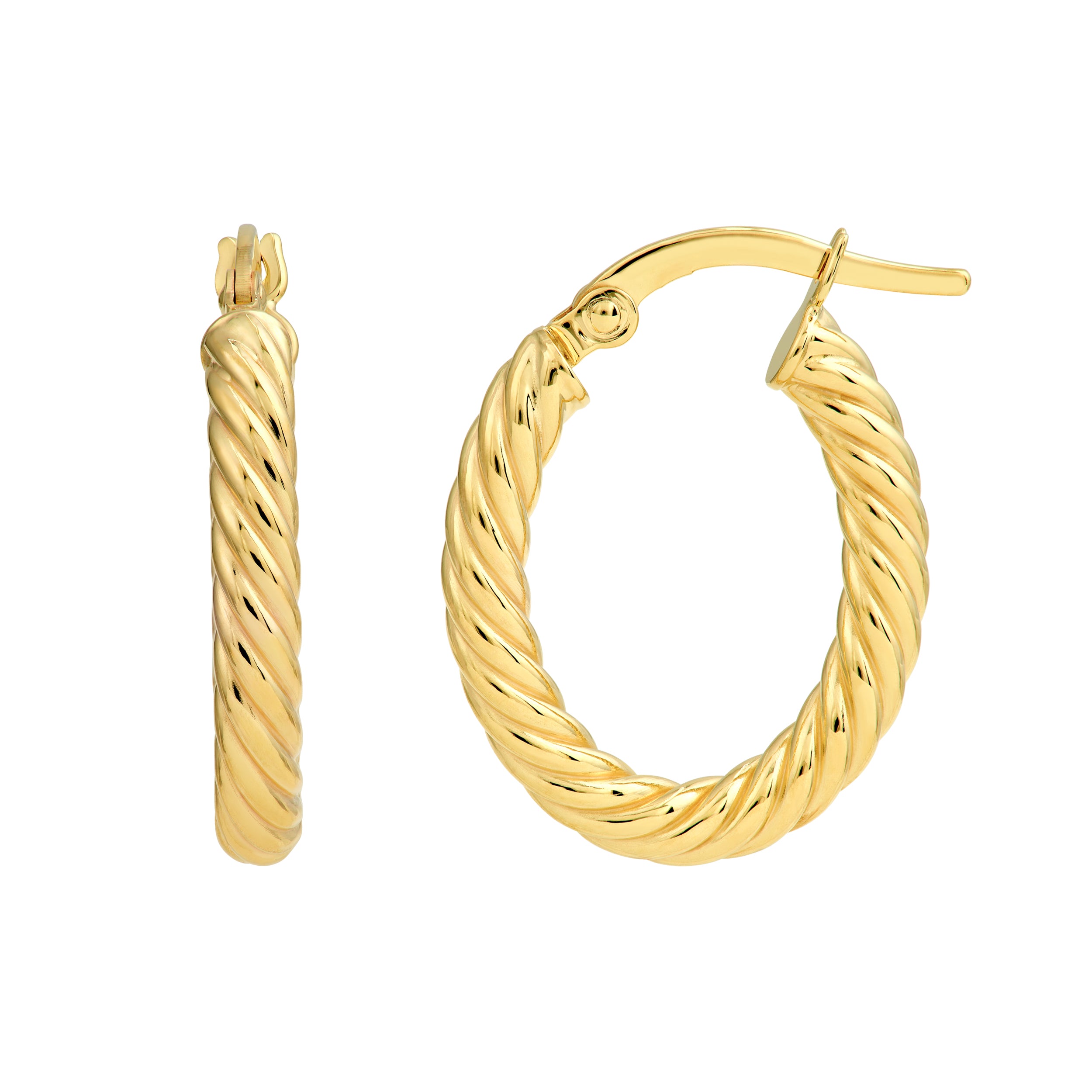 13mm Twisted Oval Hoop Earrings