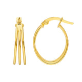 Triple D-Tube Oval Hoop Earrings
