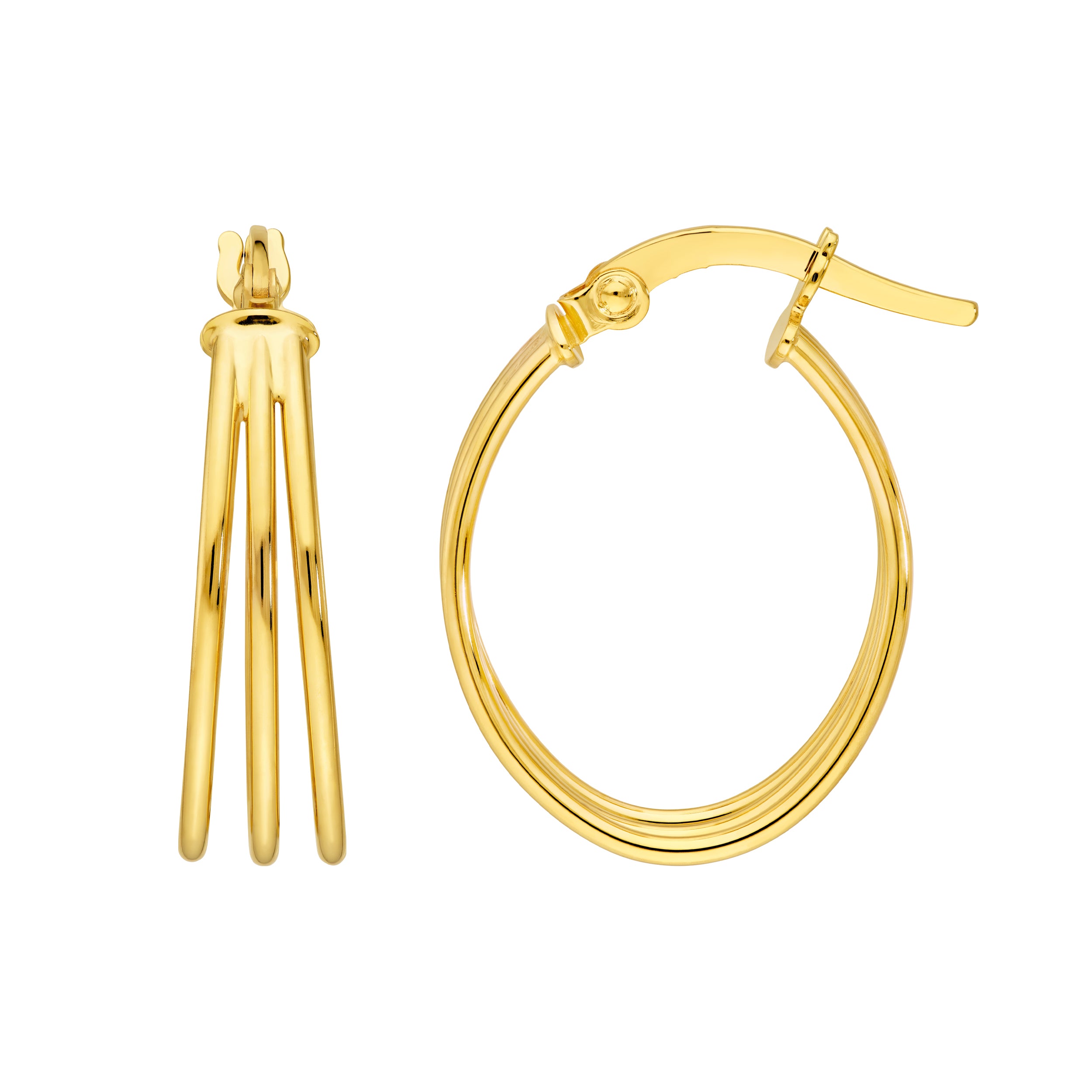 Triple D-Tube Oval Hoop Earrings