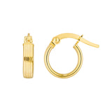 Small Hammered Finish Flat Tube Hoop Earrings