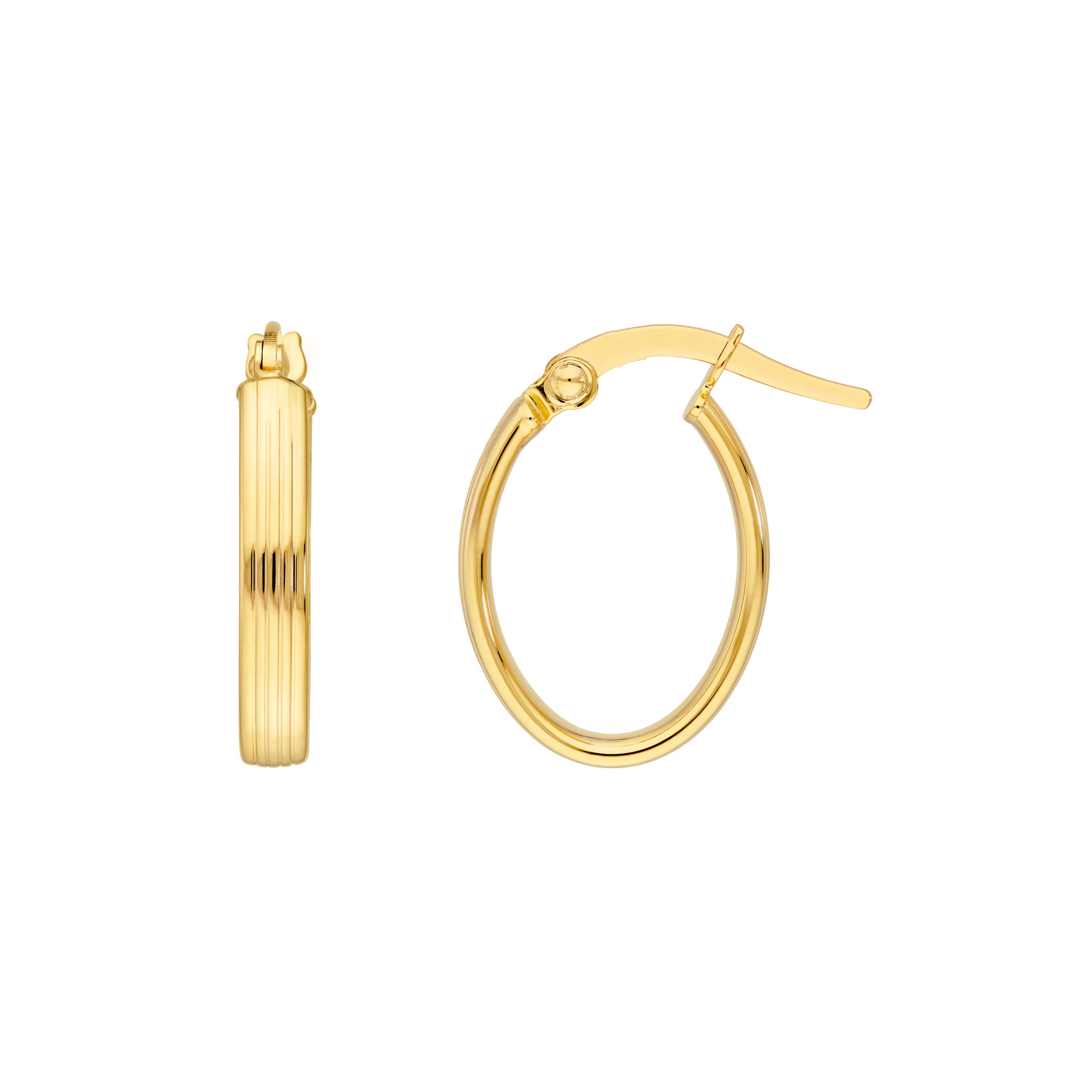 Medium Hammered Finish Flat Tube Hoop Earrings