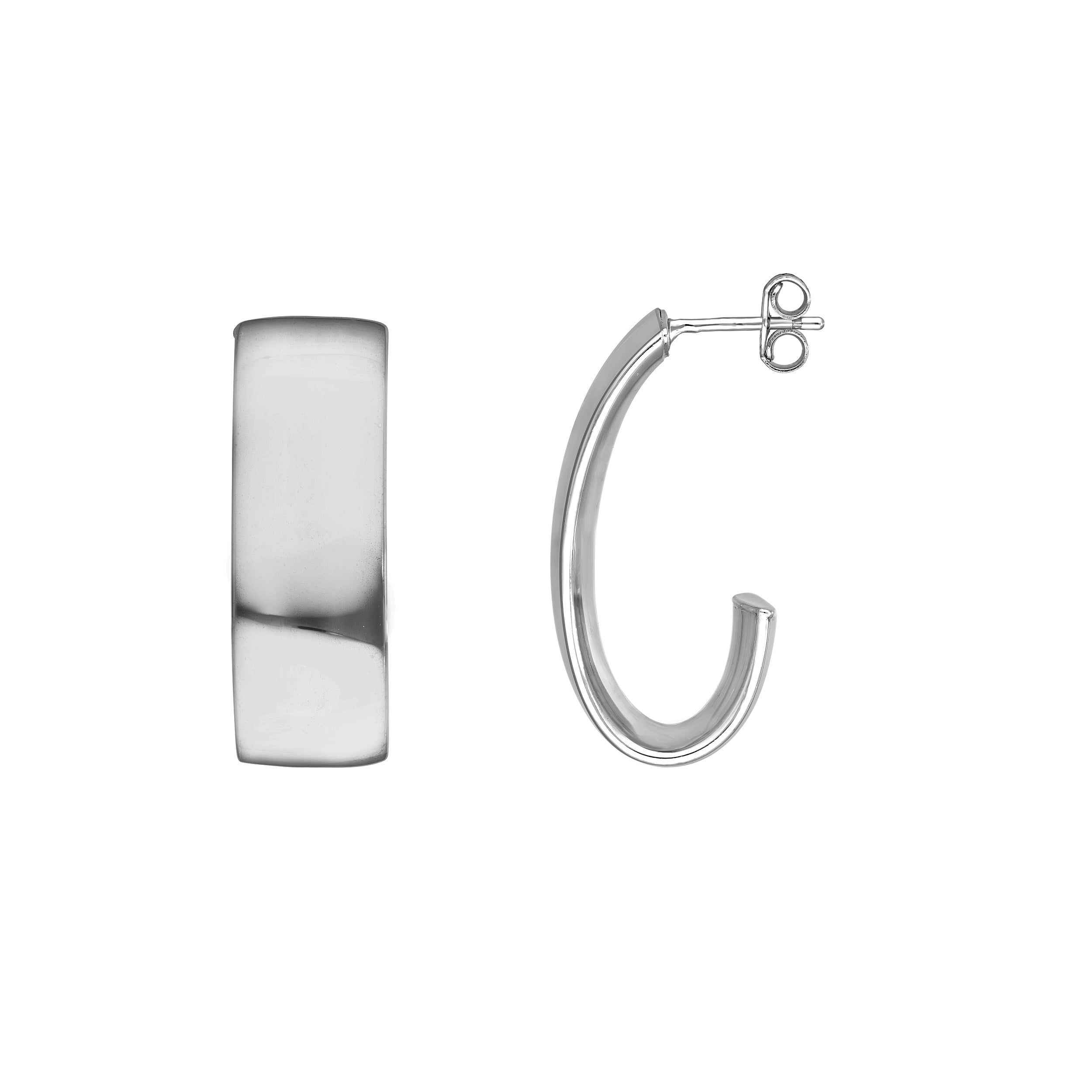 Flat Tube J-Hoop Earrings