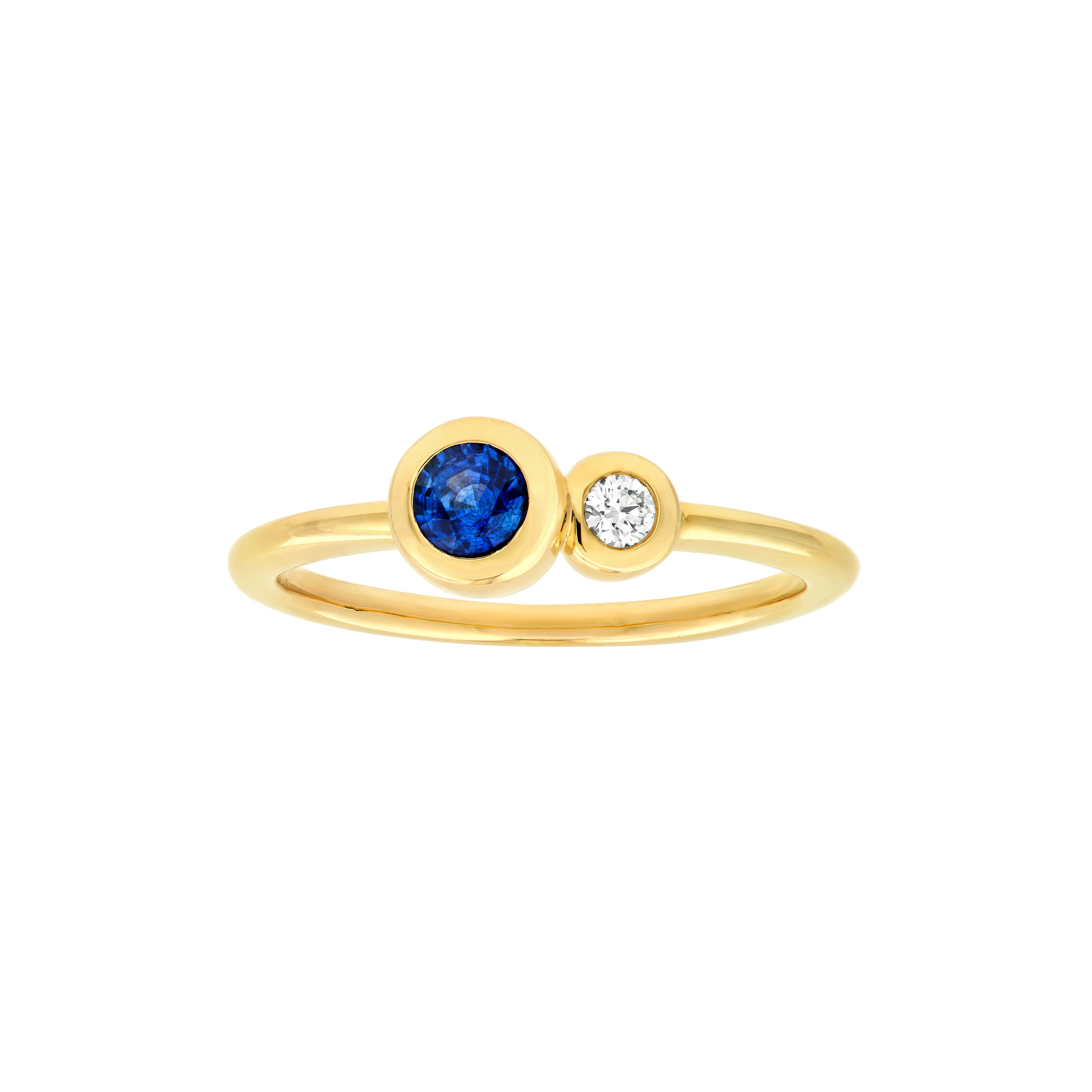Round Sapphire & Diamond Bubble Ring