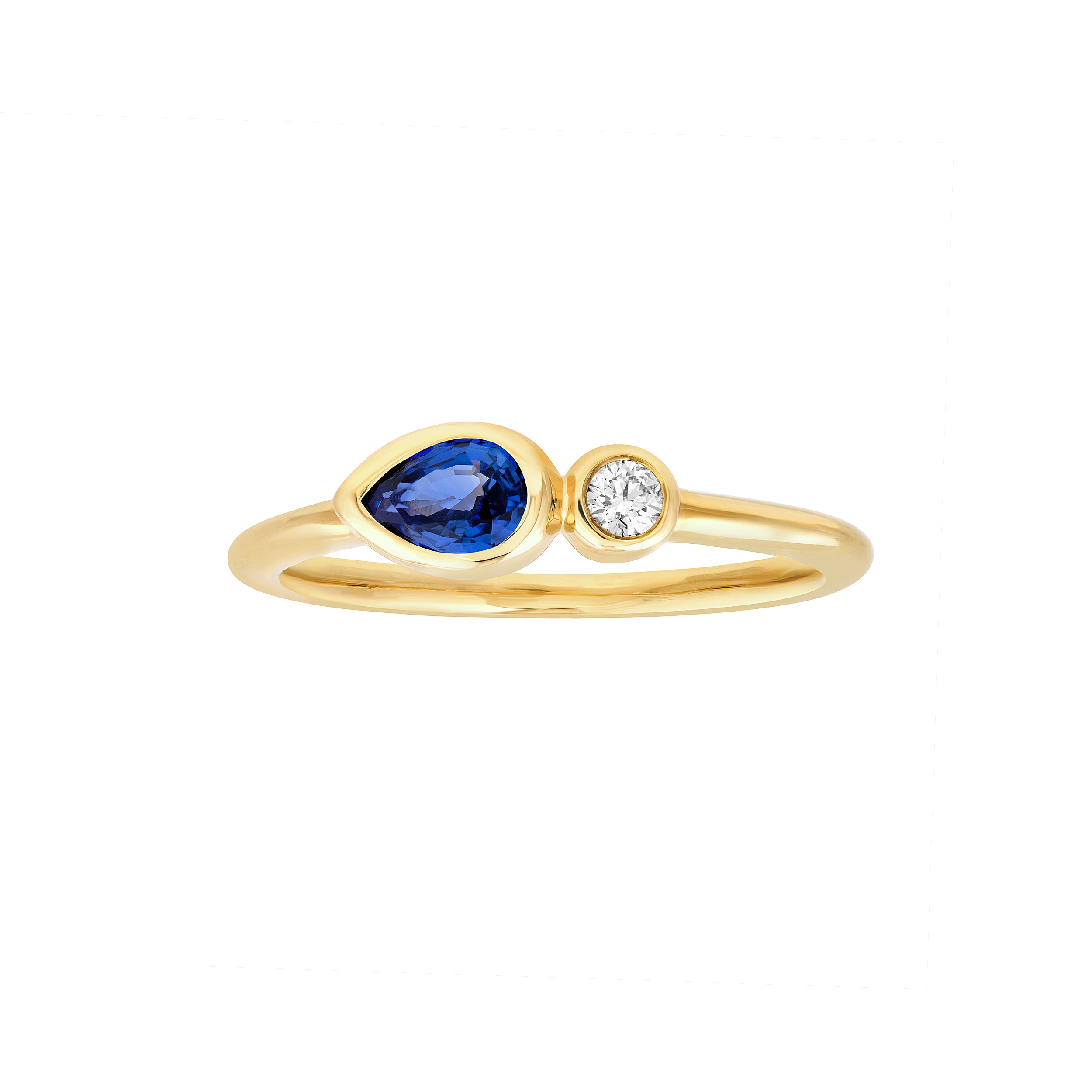 Pear Sapphire & Round Diamond Bubble Ring
