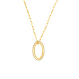 3/8tcw Diamond Oval Pendant Paper Clip Necklace