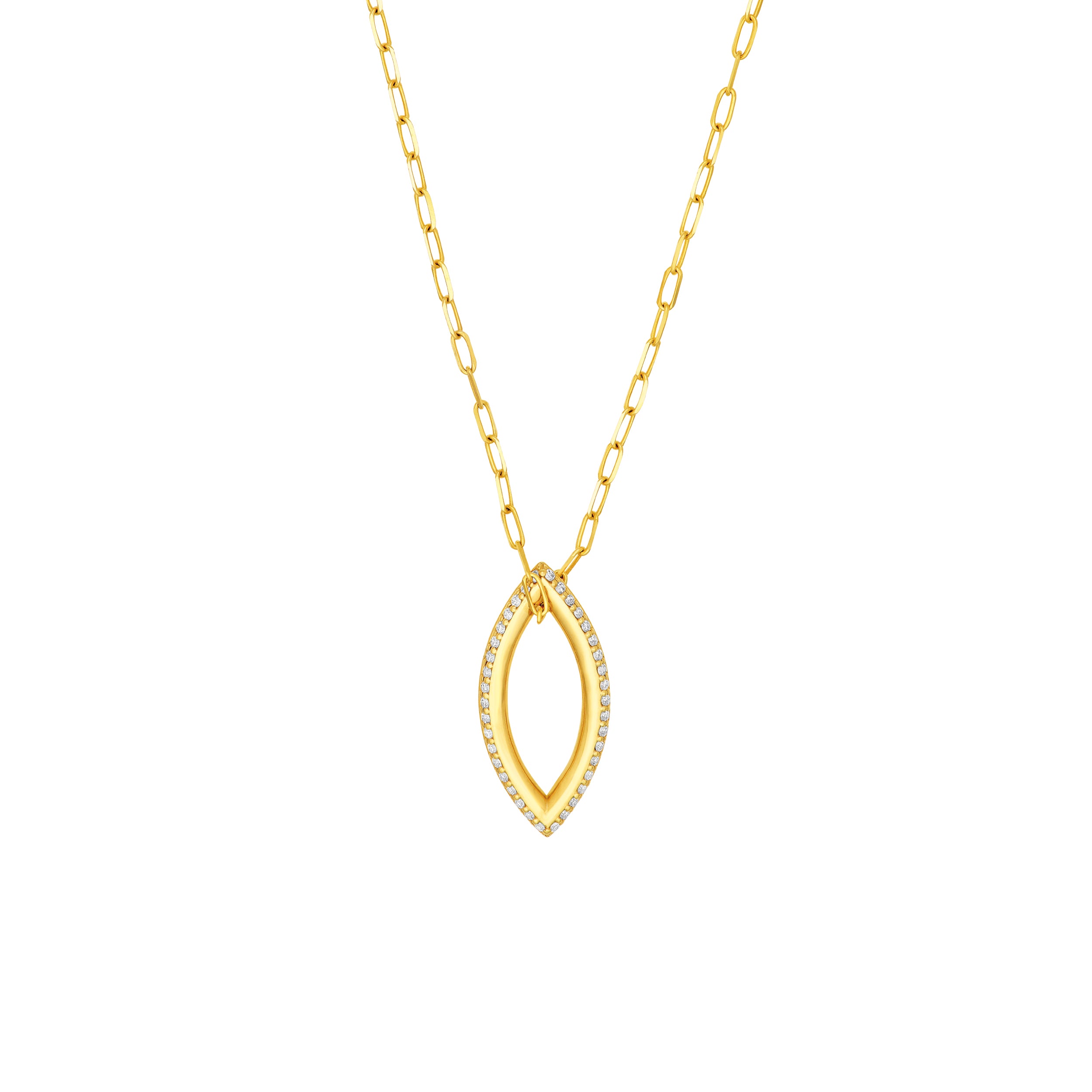 3/8tcw Diamond Marquise Pendant Paper Clip Necklace