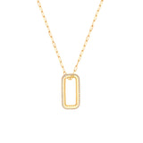1/2tcw Diamond Rectangle Pendant Paper Clip Necklace