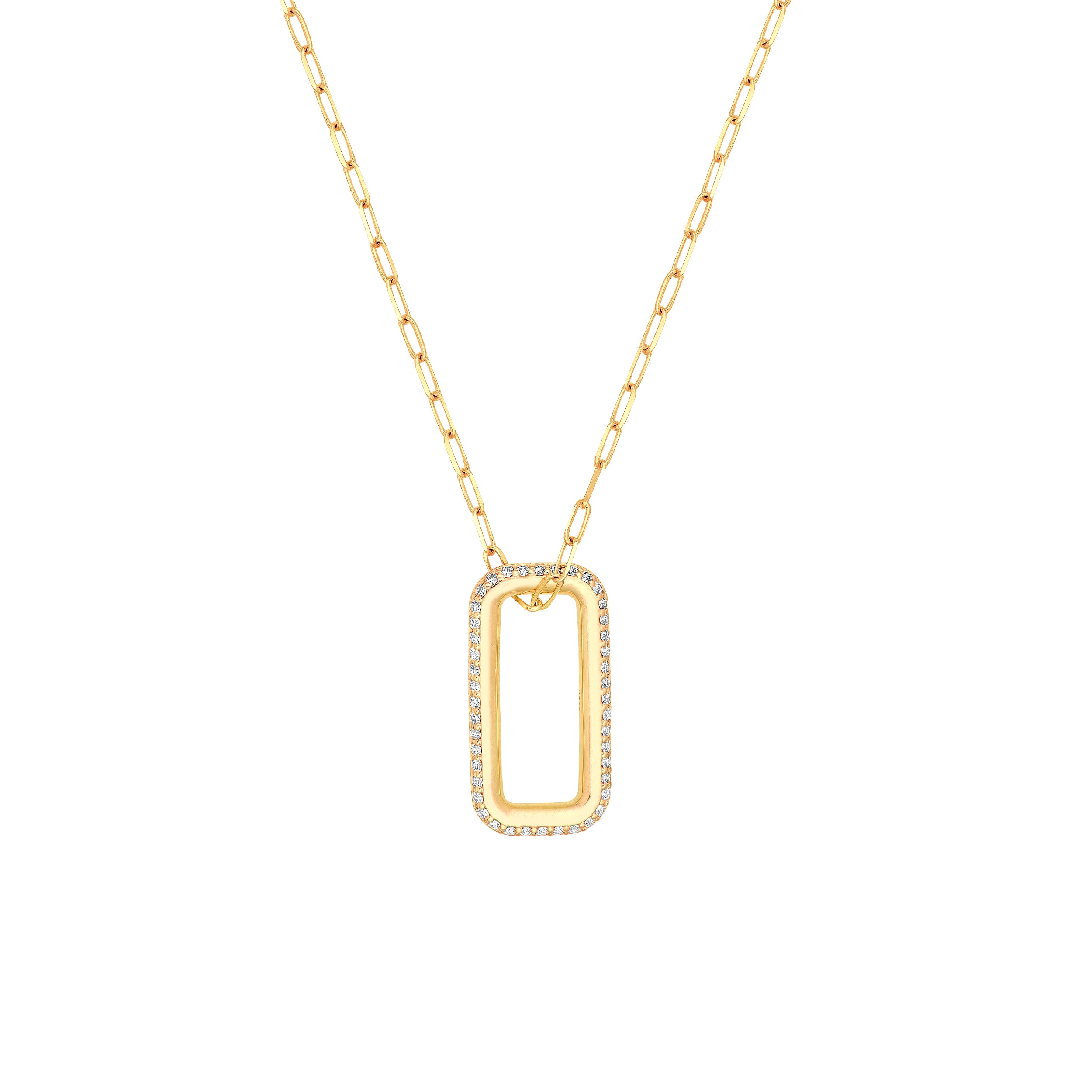 1/2tcw Diamond Rectangle Pendant Paper Clip Necklace