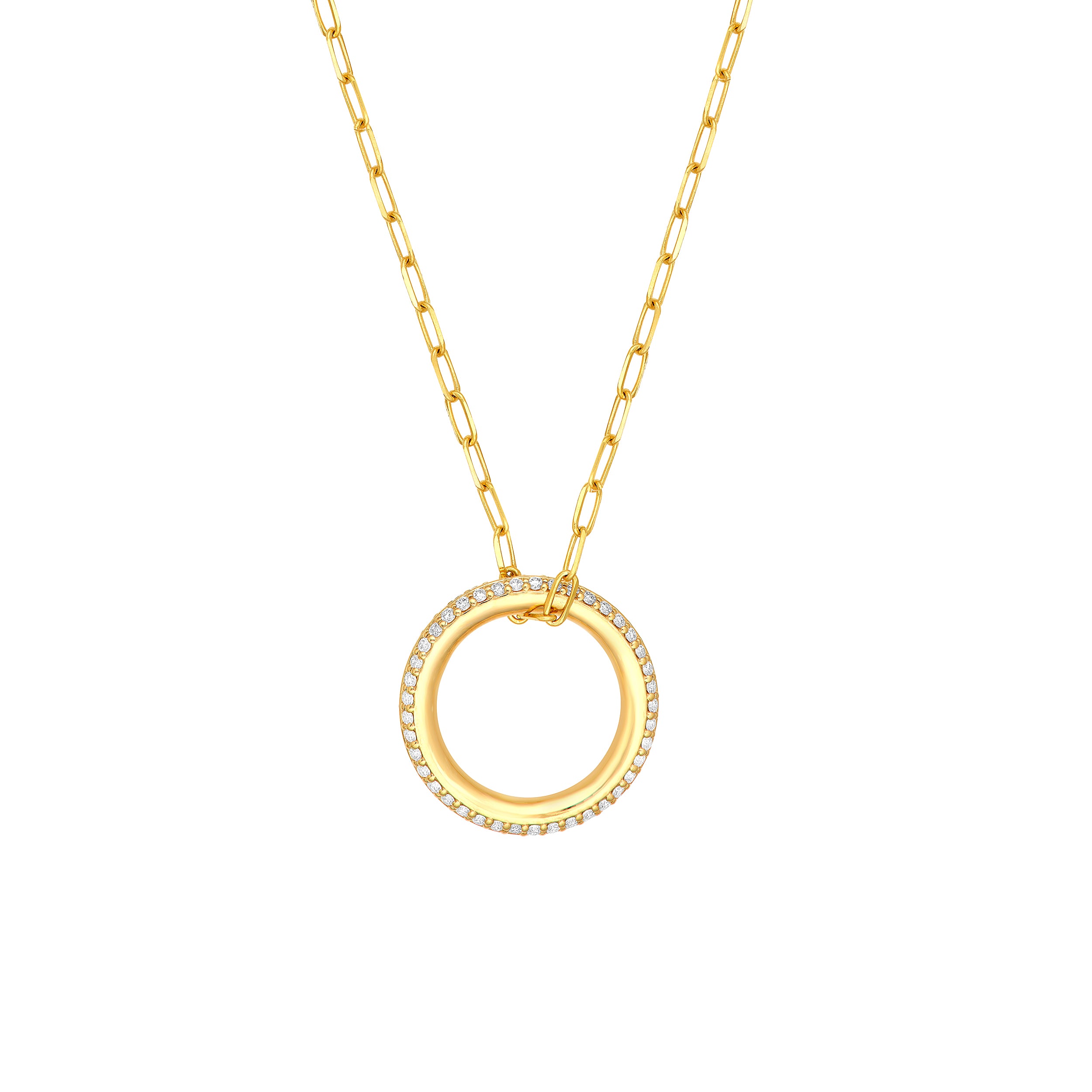 1/2tcw Diamond Round Pendant Paper Clip Necklace