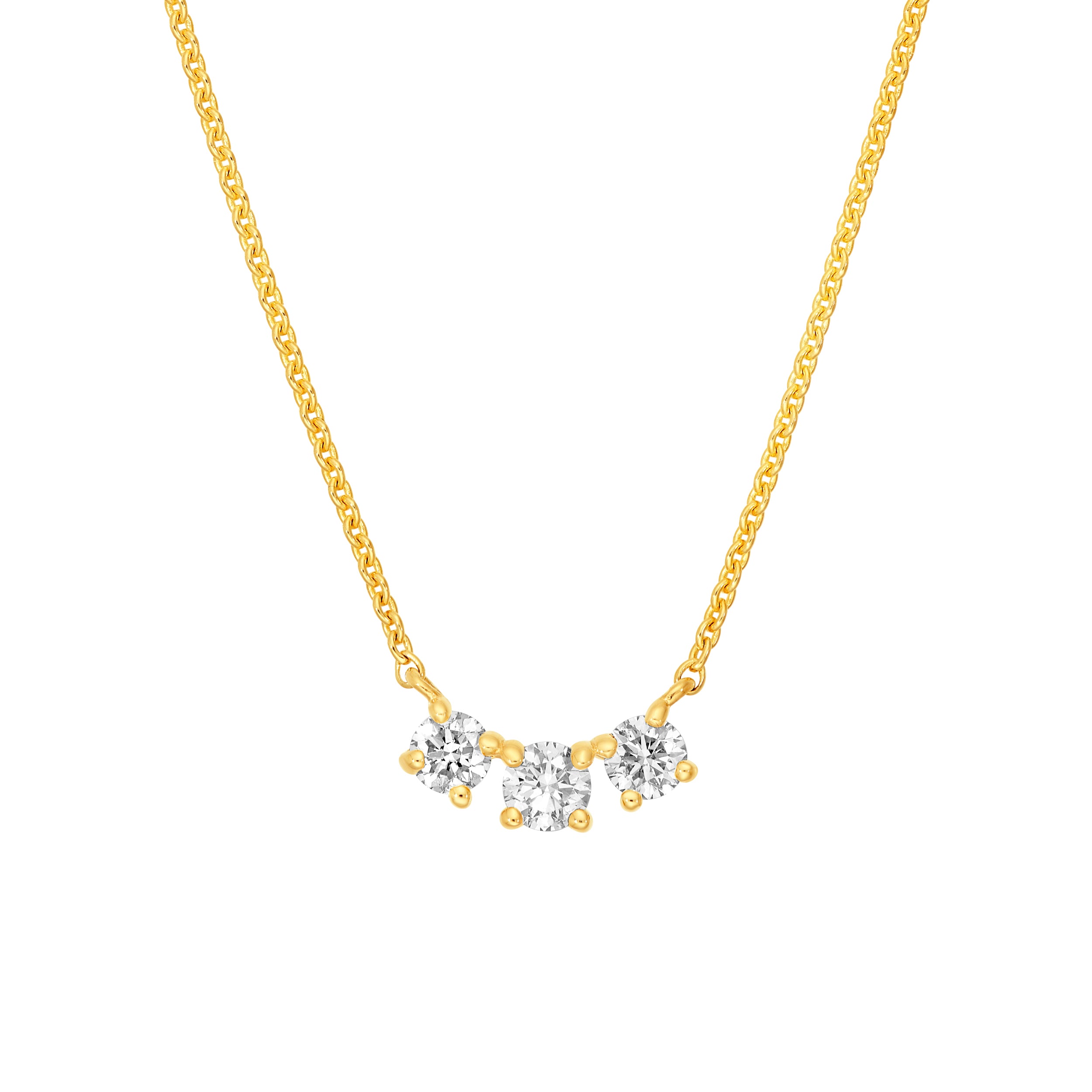 3/8tcw Diamond 3 Stone Pendant Necklace