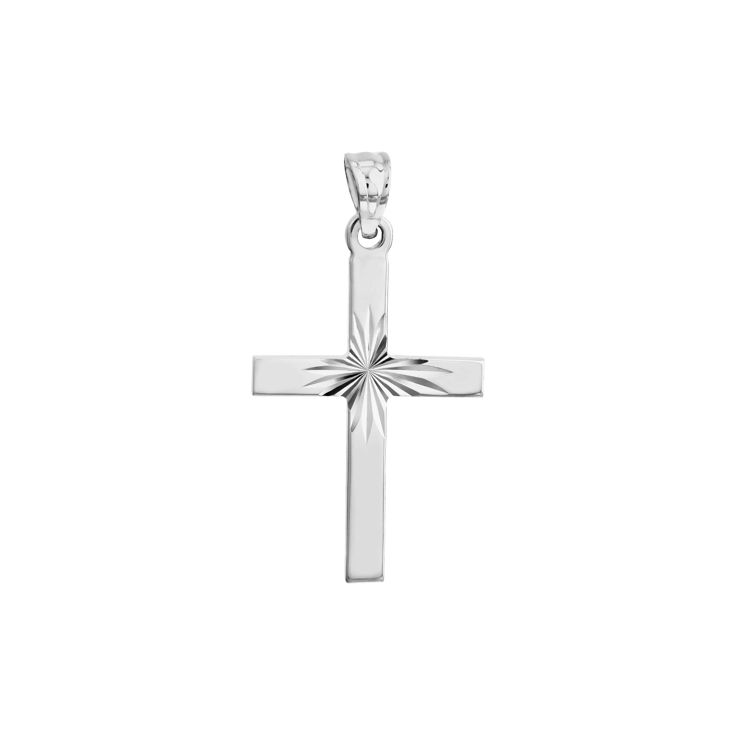 Small Sterling Silver Diamond Cut Center Cross