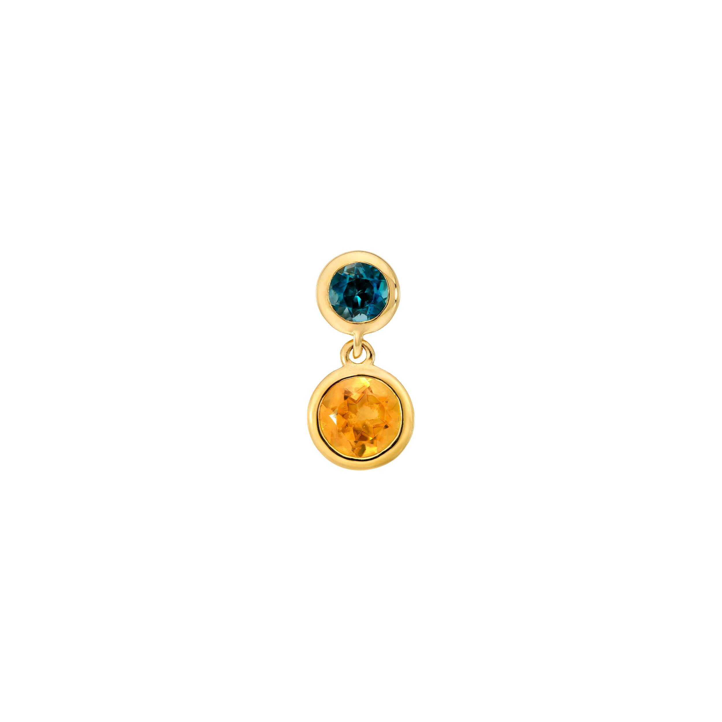 Citrine & Blue Topaz Bezel Drop Earrings