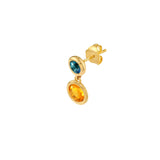 Citrine & Blue Topaz Bezel Drop Earrings